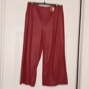 Vegan Leather Red Wide Leg Pants
